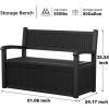 image80 Gallon Outdoor Storage Bench Deck Box Waterproof LockableOutdoor Storage Furniture for PatioGarden and PorchTools and CushionsGrey StripeBlackel
