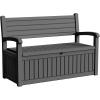 image80 Gallon Outdoor Storage Bench Deck Box Waterproof LockableOutdoor Storage Furniture for PatioGarden and PorchTools and CushionsGrey StripeBlack Stripe