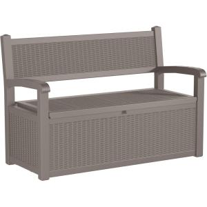 image80 Gallon Outdoor Storage Bench Deck Box Waterproof LockableOutdoor Storage Furniture for PatioGarden and PorchTools and CushionsGrey StripeGrey