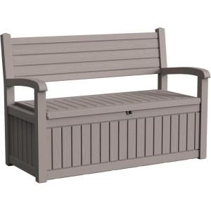 image80 Gallon Outdoor Storage Bench Deck Box Waterproof LockableOutdoor Storage Furniture for PatioGarden and PorchTools and CushionsGrey StripeGrey Stripe
